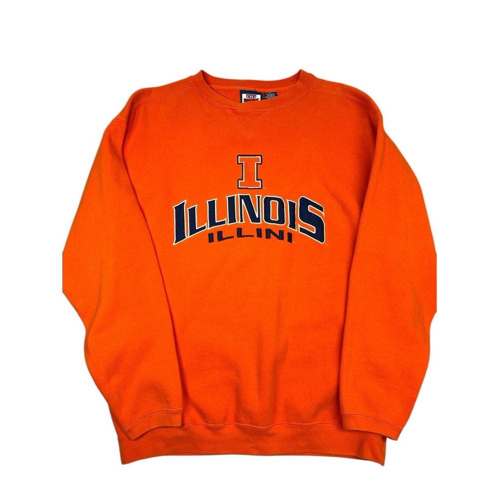 VINTAGE Illinois‎ Fighting Illini Sweatshirt Mens Size Large Orange Crewneck 90s